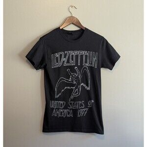 Led Zeppelin Size Small Black Tee Shirt Mens Bay Island 1977 US Tour Retro